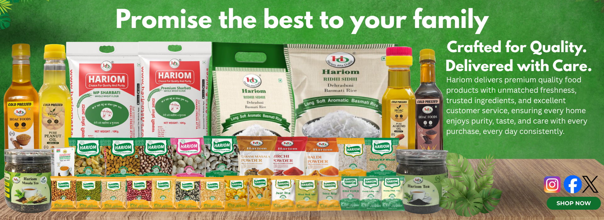 Hariom Atta & Spices — Promise the best to your family. Crafted for quality, delivered with care.